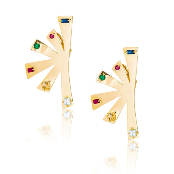 Multi-Twinkle Yellow Gold Earrings