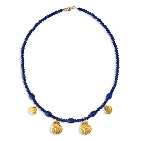 Blue Lapis Shell Charms Necklace