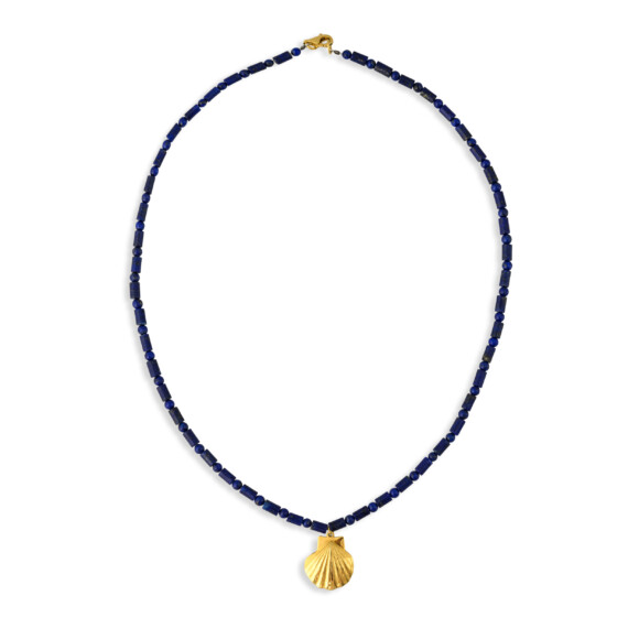 Blue Lapis Shell Charm Necklace
