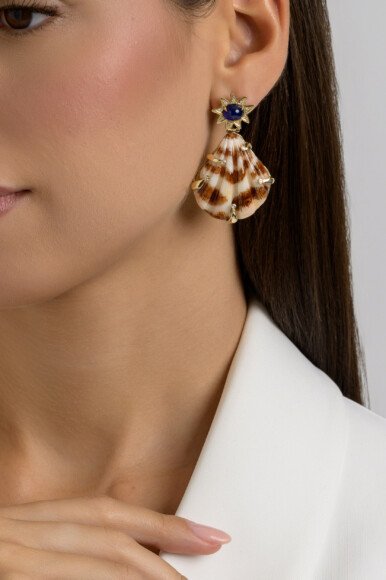 Starry Sapphire Shell Earrings