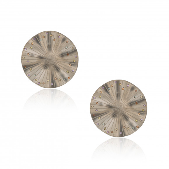 A.ER.AP0021_3_Anastasia Kessaris_Disco Clique Titanium Multicolor Sapphire Earrings