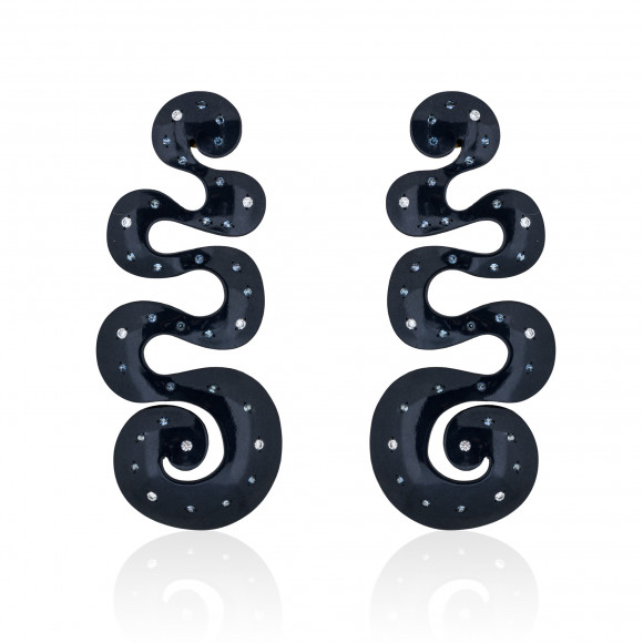 A.ER.AP0144_BX_Galactic Swirls Titanium Diamond and Sapphire Earrings