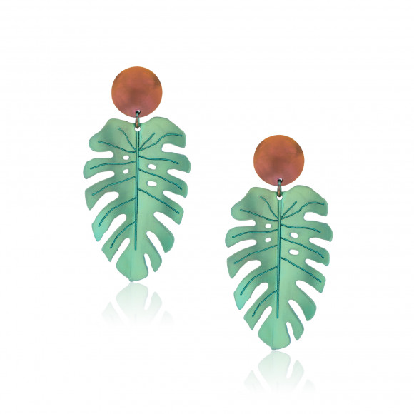 A.ER.MT0049_45_70_Anastasia Kessaris_Tropicalia Young Green and Rose Gold Titanium Earrings - Green