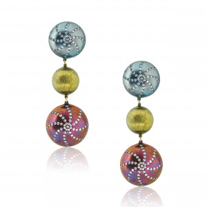 Anastasia Kessaris Sea Urchin Shell Diamond Dangle Earrings