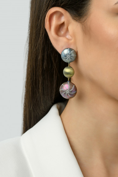 Anastasia Kessaris Sea Urchin Shell Diamond Dangle Earrings