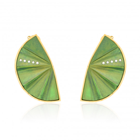 Gold Hug Geisha Titanium, Gold and Diamond Earrings