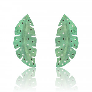 Go Bananas Green Titanium and Diamond Earrings