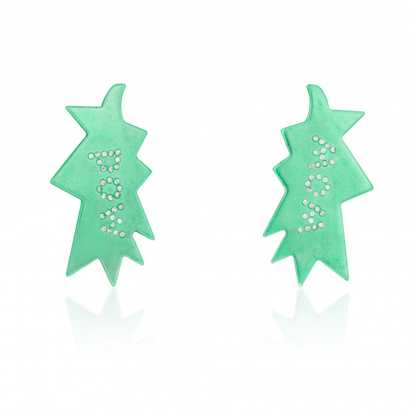 SKE.190726_Anastasia_Kessaris_POW & WOW Green Aluminium Diamond Earrings