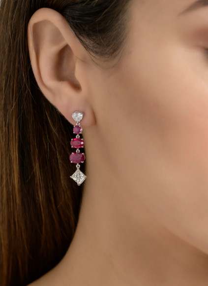 SKP.201366_Anastasia Kessaris_Fancy cut Diamond, Oval and Brilliant Cut Ruby Earrings