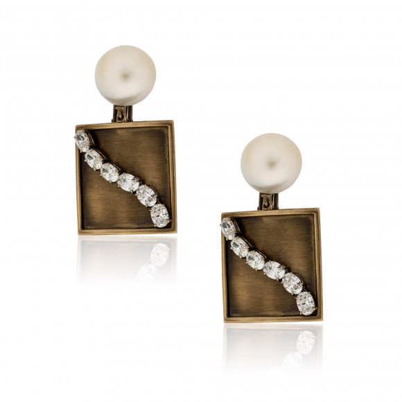 SKPCUSAK_Anastasia Kessaris_Pearl & Oval Diamond Treated White Gold Earrings