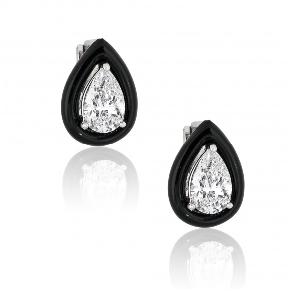 SKP.190283_Anastasia Kessaris_Pear Cut Diamond and Black Enamel Earrings