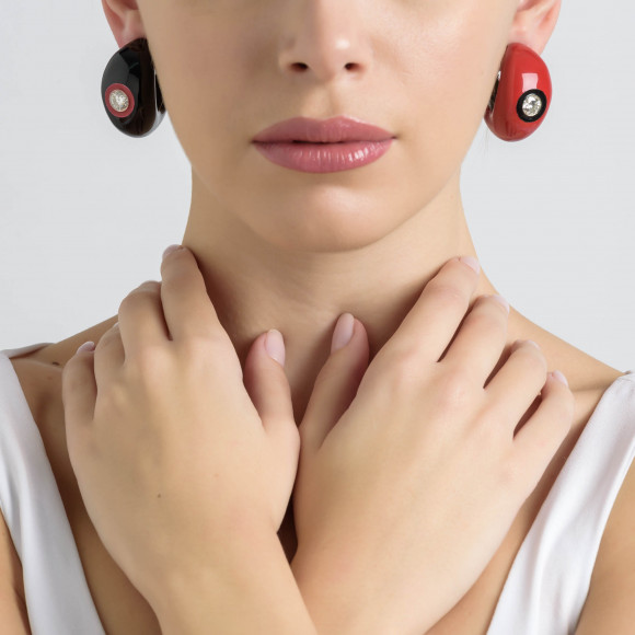 SKP180431_Anastasia Kessaris_Black & Red Enamel Diamond Earrings