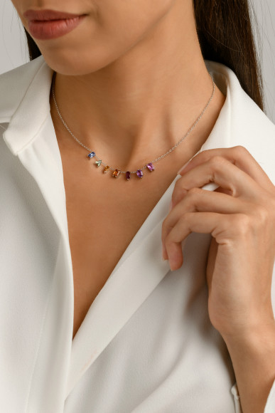 KOP.220483 Anastasia Kessaris Rainbow Custom Cut Sapphire Necklace