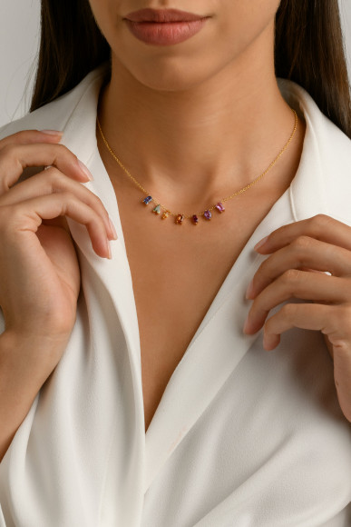 KOP.220494 Anastasia Kessaris Rainbow Custom Cut Sapphire Necklace