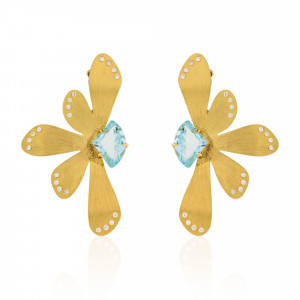 SKP.190269_3787_Anemona Brushed Yellow Gold Diamond and Aquamarine Earrings