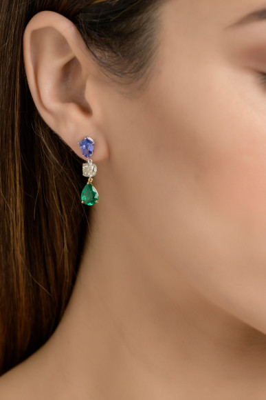SKP.201397_Anastasia Kessaris_Sapphire Diamond and Emerald Drop Earrings