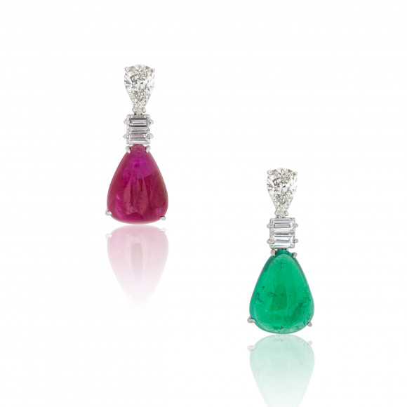 SKP.222275_Anastasia Kessaris_Ruby and Emerald Drop Diamond Earrings