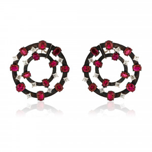 SKP.170775_Anastasia Kessaris_Diamond & Ruby Treated White Gold Earrings