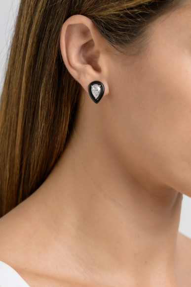 SKP.190283_Anastasia Kessaris_Pear Cut Diamond and Black Enamel Earrings