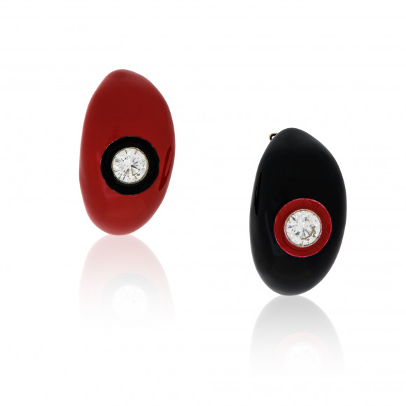 SKP180431_Anastasia Kessaris_Black & Red Enamel Diamond Earrings